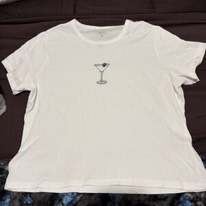 Abercrombie & Fitch White Tee with Martini Graphic